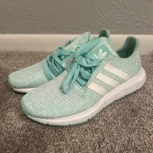 Adidas Light Teal Running Shoes with White Accents